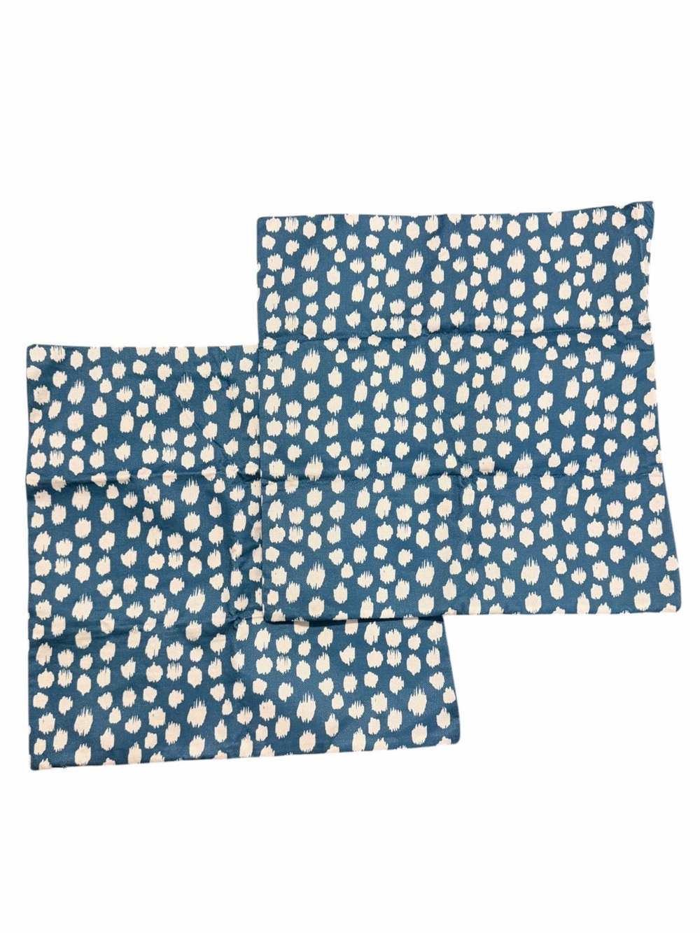 Blue Ivory Spotted Pillow Covers 18x18 Pair